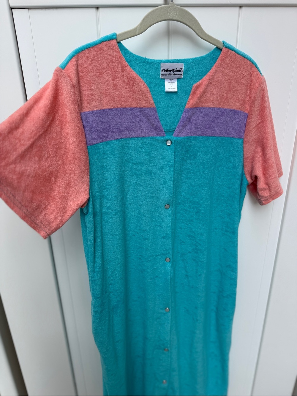 Anthony Richards Terry Snap Robe Dress L Golden Girls 80s